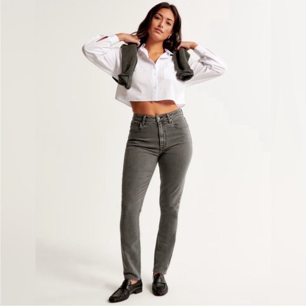 NWT Abercrombie & Fitch The Skinny High Rise Jeans Gray Wash Sz 26 2